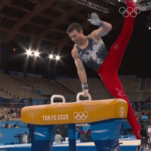 Gymnast Performing Trick on Tokyo 2020 Horse