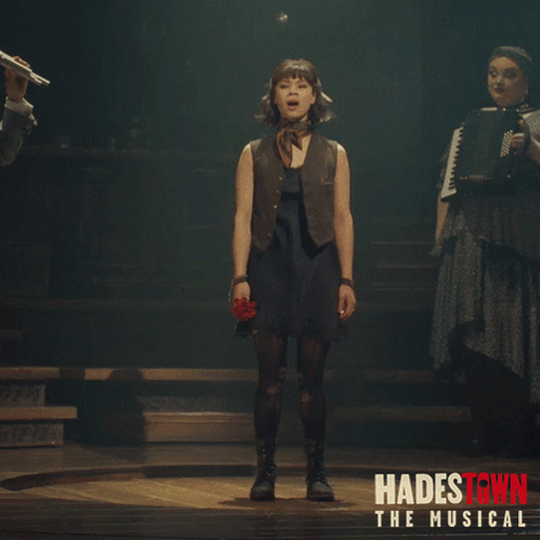 Hadestown Musical Poster Girl Singing