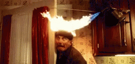 Man's Hair On Fire GIF