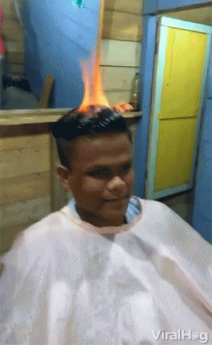 Man's Hair On Fire GIF