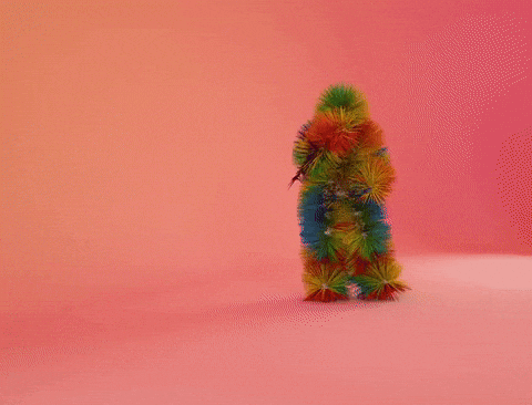 Hairy Rainbow Creature Dancing Pink Dancehall GIF