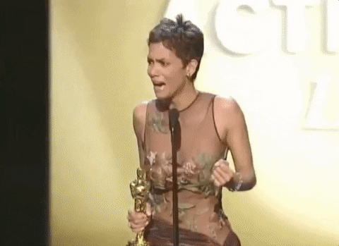 Halle Berry Crying On Stage GIF