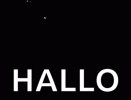 Hallo Surrounded by White Question Marks