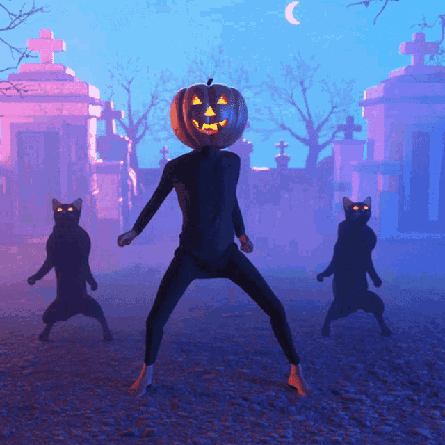 Halloween Dance Man Cats GIF