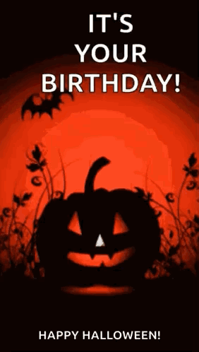 Halloween Greeting Card with Pumpkin and Bats