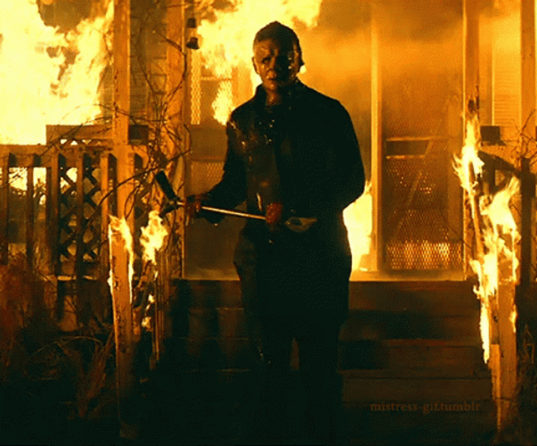 Halloween Kills Michael Attacking GIF