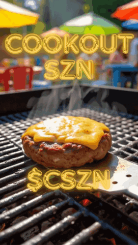 Hamburger Cooking on Grill Says Cookout Szn