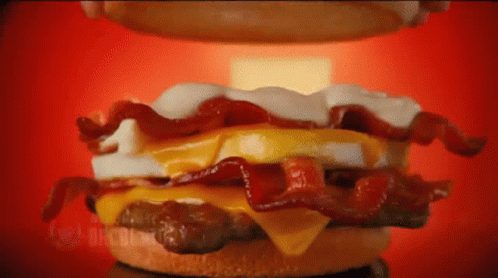 Hamburger With Bacon Cheese Eggs And Sausage GIF