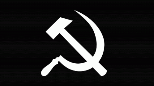 Hammer And Sickle On Black With Purple And Blue Lines GIF