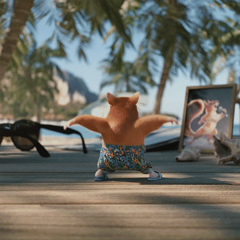 Hamster Beach Shows Dance Moves Jumps Front GIF