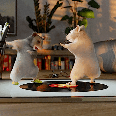 Hamster Dance Top Of Vinyl Record Player GIF