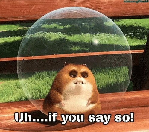 Hamster in Bubble Saying Uh If You Say So