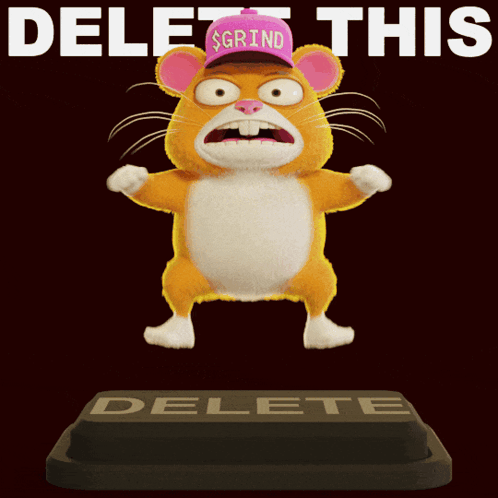 Hamster in Pink Hat Saying Grind