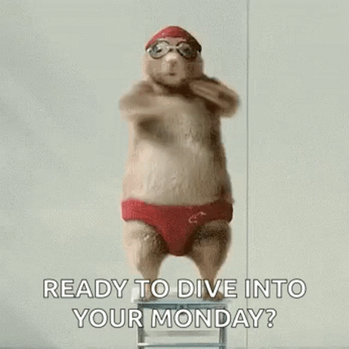 Hamster in Swim Cap and Goggles on Ladder