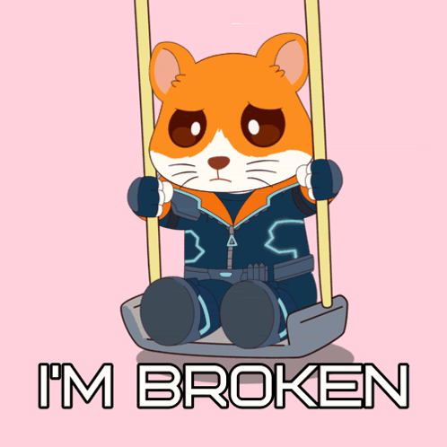 Hamster on Swing Saying I'm Broken