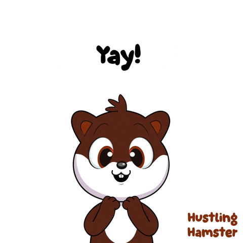 Hamster Saying Yay and Hustling