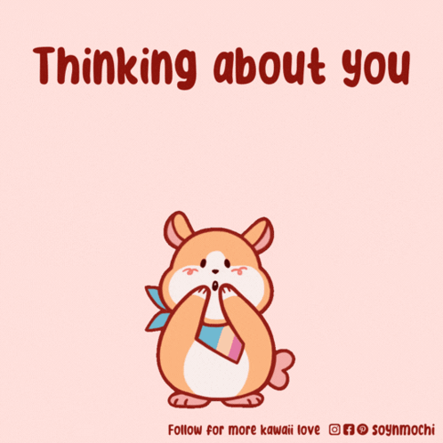 Hamster Surrounded By Hearts Thinking About You GIF