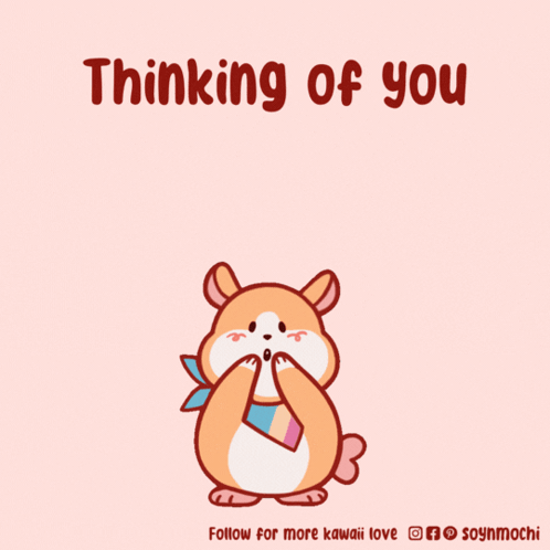Hamster Surrounded by Hearts Thinking of You