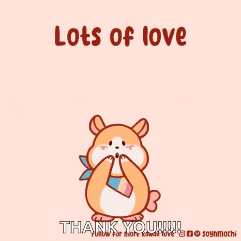 Hamster Surrounded by Hearts with Lots of Love
