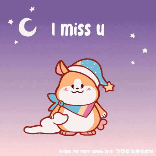 Hamster Wearing Sleep Cap Saying C I Miss U