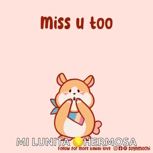 Hamster With Hearts Miss U Too GIF