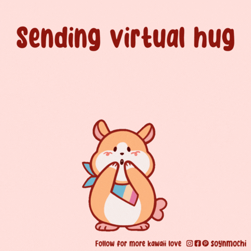 Hamster with Pink Hearts Sending Virtual Hug