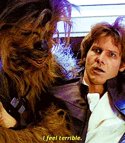 han solo and chewbacca from star wars are talking to each other