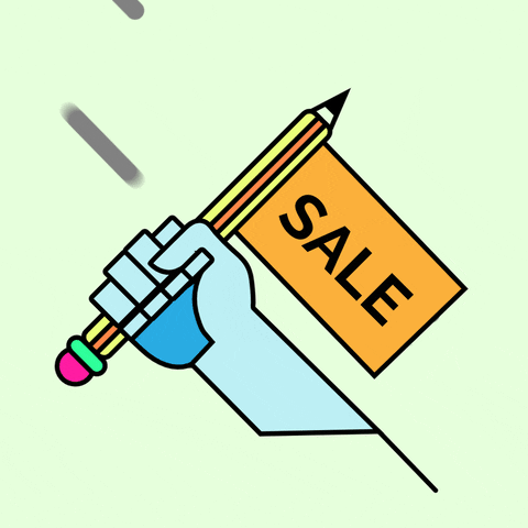Hand Holding A Pencil With Sale Tag GIF