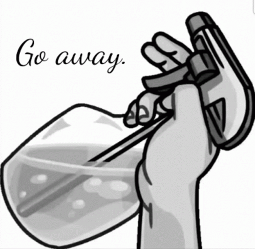 Hand Holding Beaker With Go Away GIF