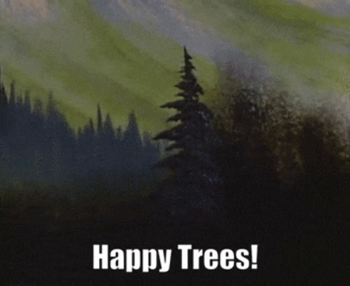 Hand Holding Brush with Happy Trees