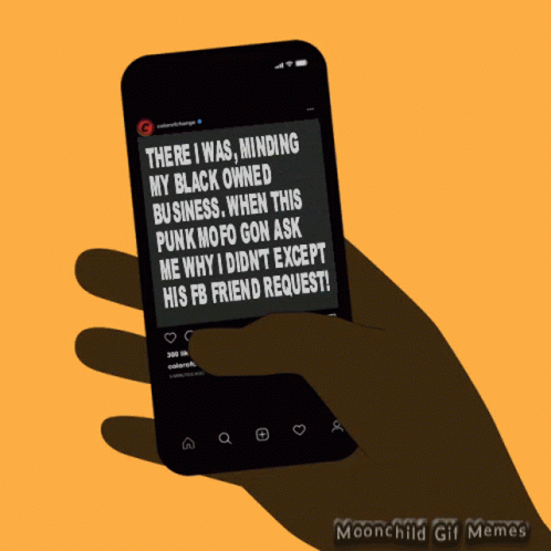 Hand Holding Cell Phone with Text There I Was Minding My Black Owned Business
