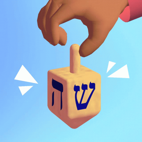 Hand Holding Dreidel With Hebrew Letter S GIF