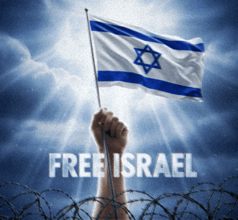 Hand Holding Flag with Free Israel