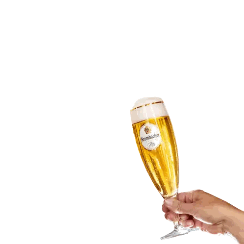Hand Holding Glass of Krombacher Pilsner