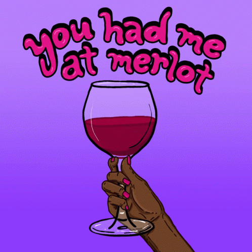 Hand Holding Glass Of Red Wine You Had Me At Merlot GIF