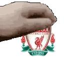 Hand Holding Liverpool FC Logo