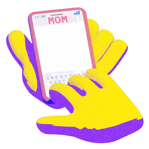 Hand Holding Mom Cell Phone