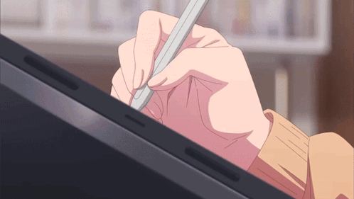 Hand Holding Pen Over Laptop Screen GIF