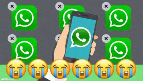 Hand Holding Phone In Front Of WhatsApp Icons GIF