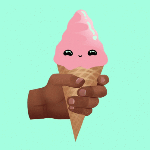 Hand Holding Pink Icing Ice Cream Cone