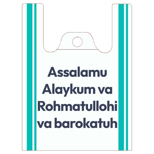 Hand Holding Plastic Bag With Assalamu Alaykum