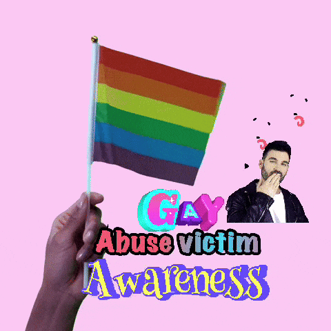 Hand Holding Rainbow Flag Gay Abuse Victim Awareness