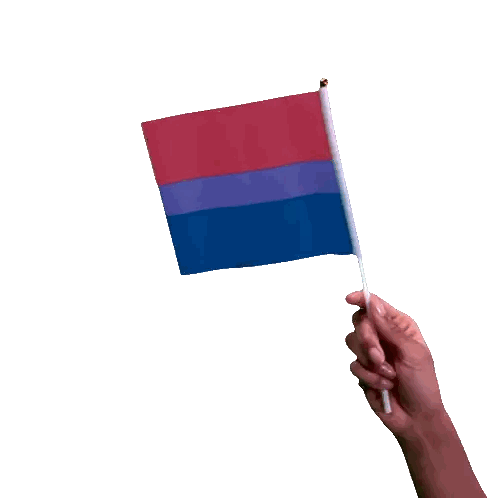 Hand Holding Red and Blue Flag