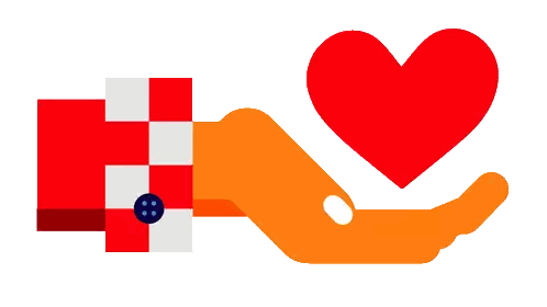 Hand Holding Red Heart with Checkered Flag