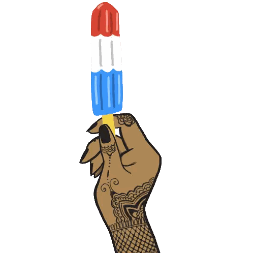 Hand Holding Red White And Blue Striped Popsicle