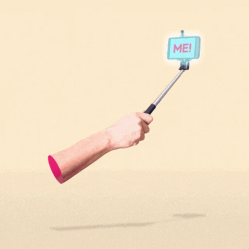 Hand Holding Selfie Stick Saying Me