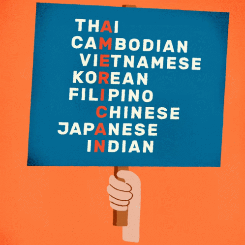Hand Holding Sign Saying Thai Cambodian Vietnamese Korean Filipino Chinese Japanese Indian