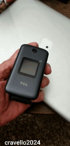 Hand Holding TCL Flip Phone