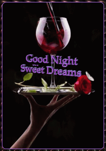Hand Holding Tray With Wine And Rose GIF