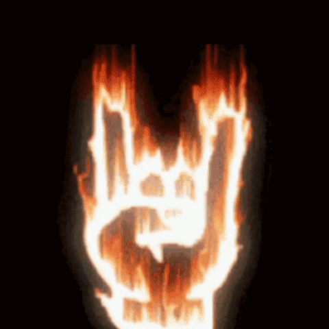 Hand on Fire Making Rock and Roll Sign